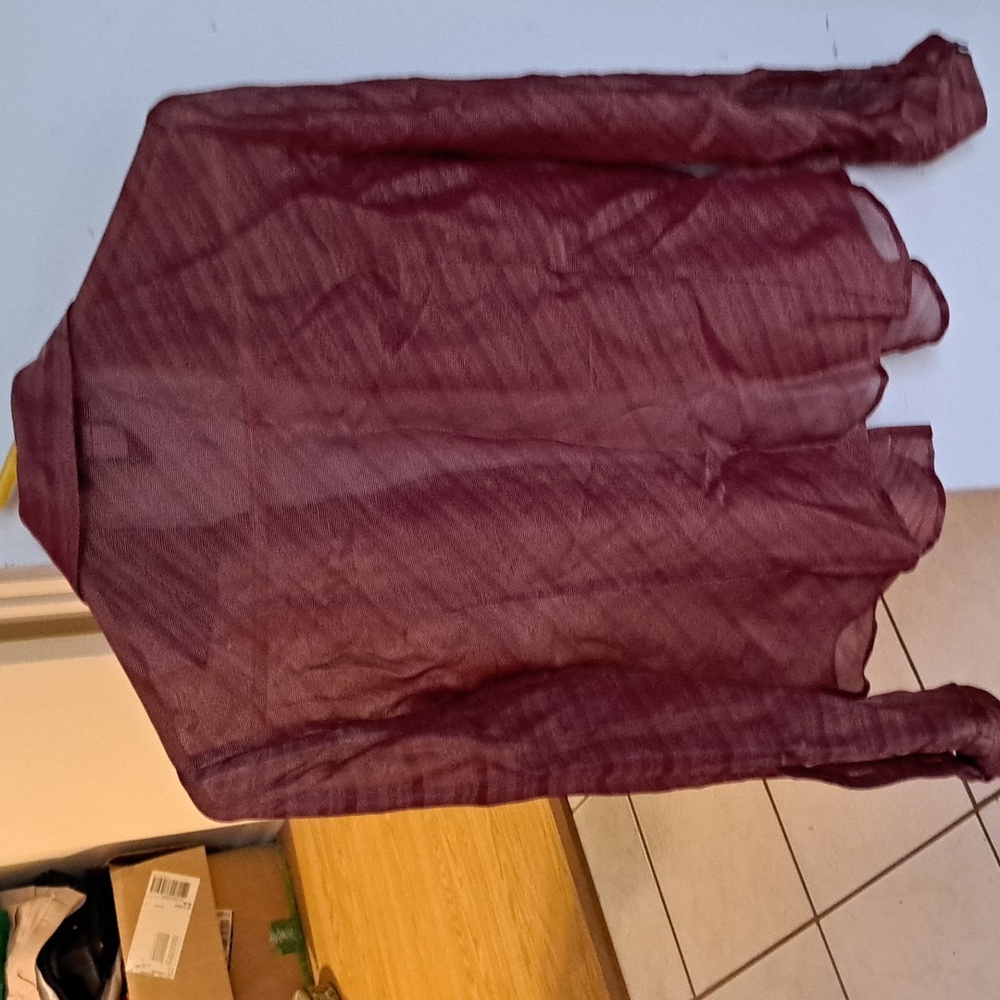 Kenneth Cole New York Sheer Burgundy Blouse - Picture 2 of 2